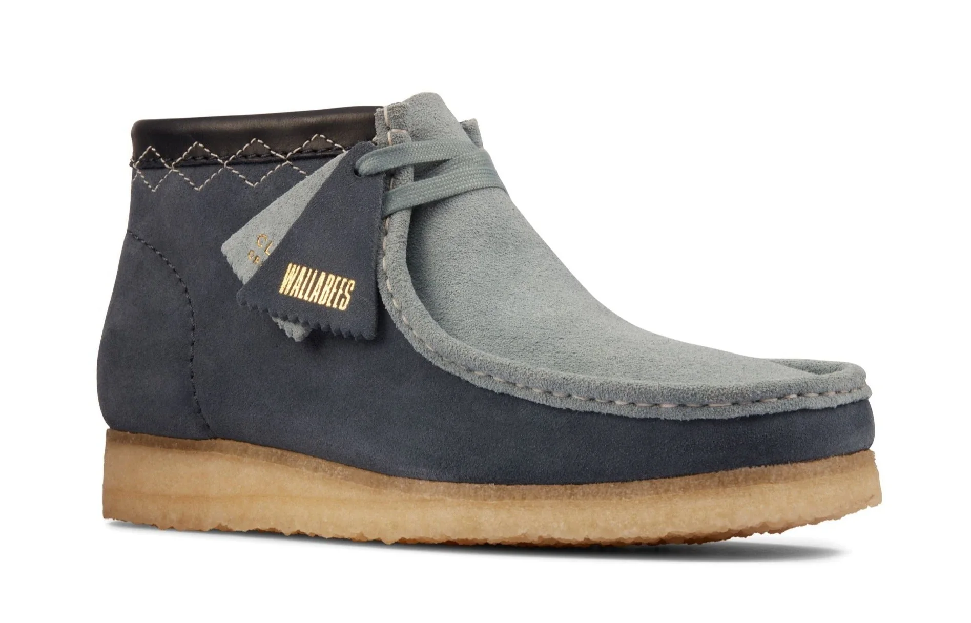 [26163259] Mens Clarks Originals Wallabee Boot 'Blue Combi' - Image 2