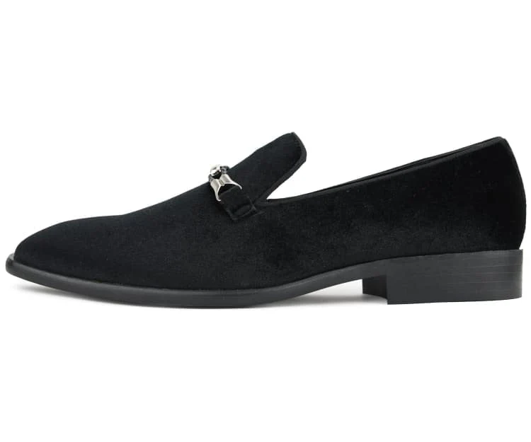 Amali Aller Black Men's Velvet Smoking Slippers - Image 3