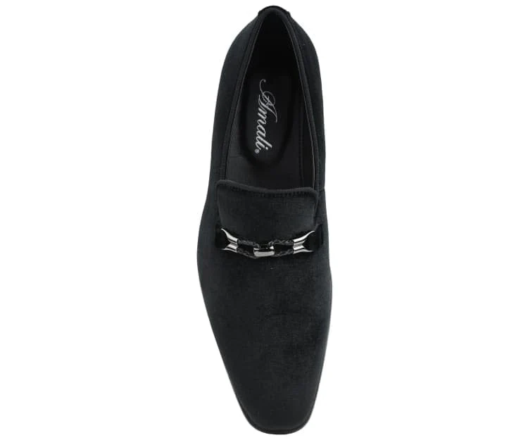 Amali Aller Black Men's Velvet Smoking Slippers - Image 4