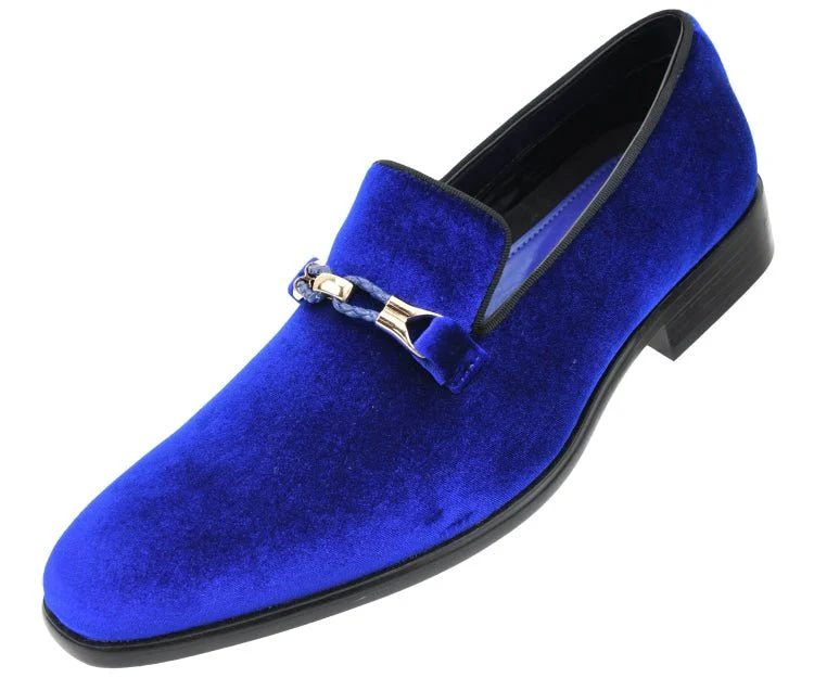 Amali Aller Men's Royal Blue Velvet Slippers - Image 2