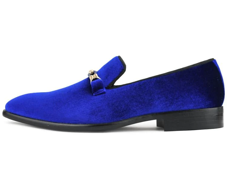 Amali Aller Men's Royal Blue Velvet Slippers - Image 3