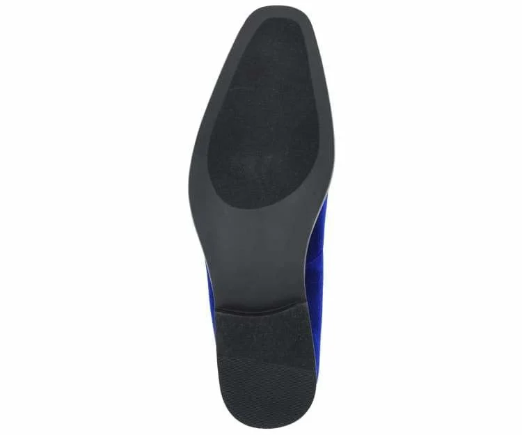 Amali Aller Men's Royal Blue Velvet Slippers - Image 4