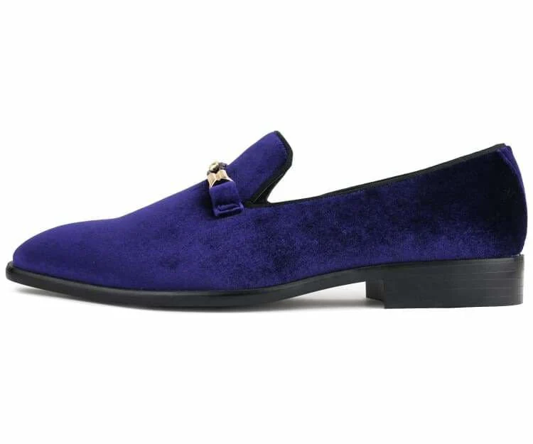 Amali Aller Vibrant Purple Velvet Smoking Slippers For Men - Image 3