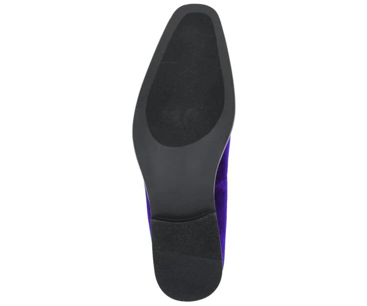 Amali Aller Vibrant Purple Velvet Smoking Slippers For Men - Image 4