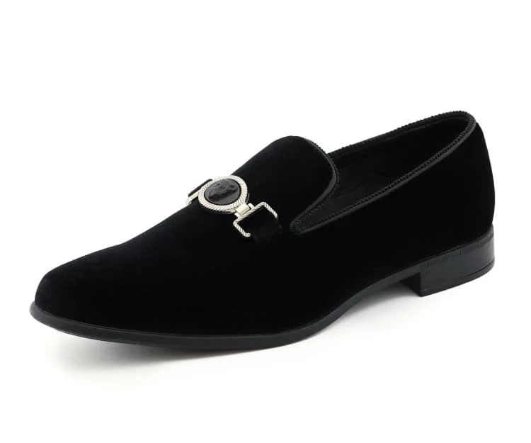 Amali Antonio Men's Black Royal Slip On Dress Shoes