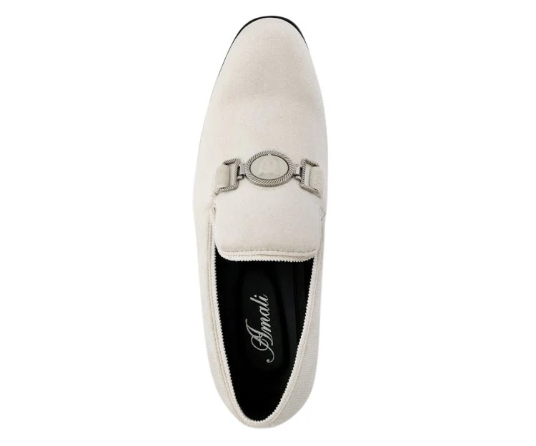 Amali Antonio Men's Cream Suede Elegant Slip On Dress Shoes - Image 4