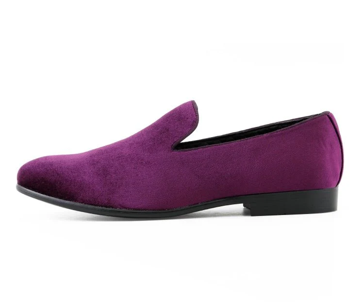 Amali Aries Regal Velvet Loafers Men’s Purple - Image 3