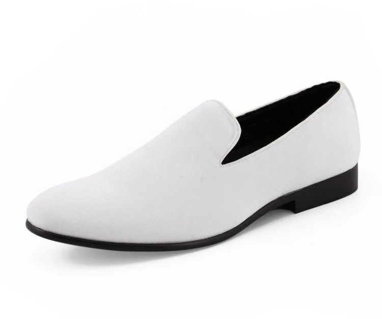 Amali Aries Velvet Elegance Loafers Men’s White Velvet