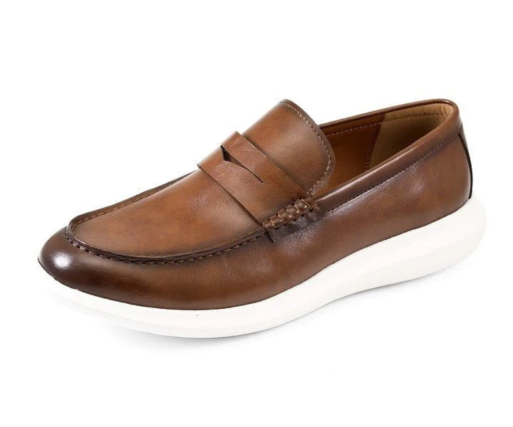 Amali Arvin Men's Cognac Slip On Loafers Leather