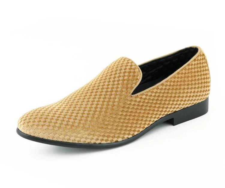 Amali Blaze Gold Velvet Slip On Shoes