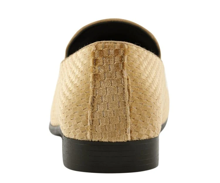 Amali Blaze Gold Velvet Slip On Shoes - Image 5
