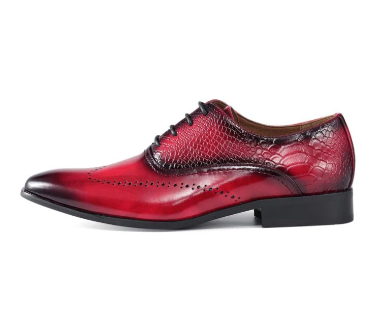 Amali Burke Men’s Red Leather Oxford Dress Shoes - Image 2