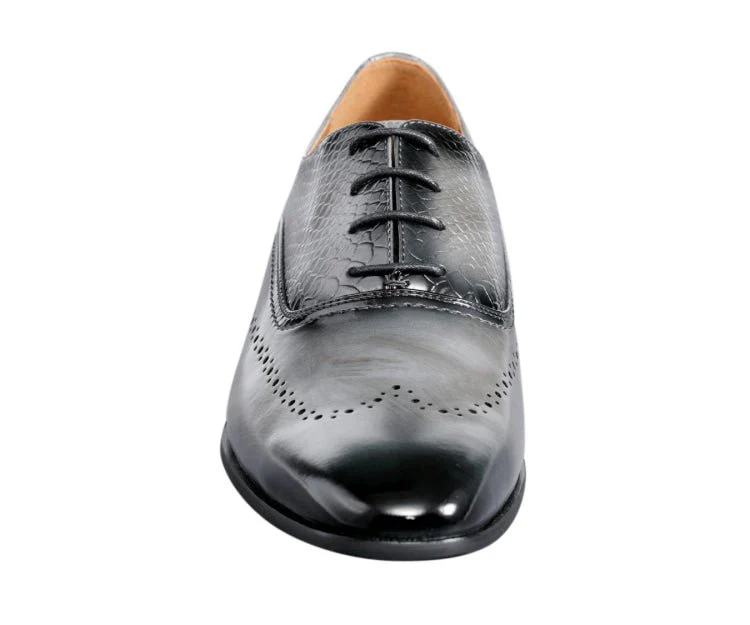 Amali Burke Men's Elegant Gray Leather Oxfords - Image 3