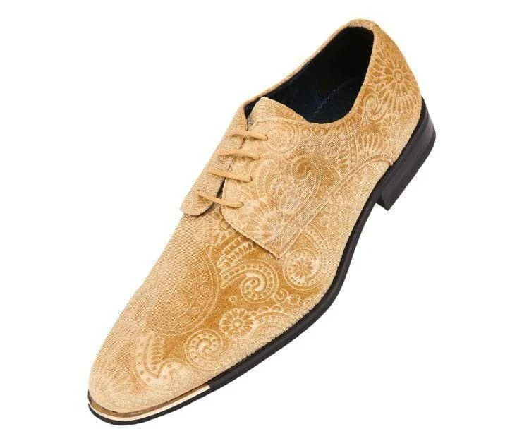 Amali Chadwick Gold Men’s Velvet Paisley Loafers - Image 3