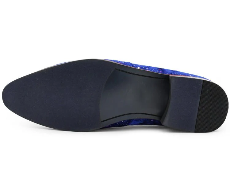 Amali Chaz Men’s Royal Blue with Gold Glitter Dress Shoes - Image 6