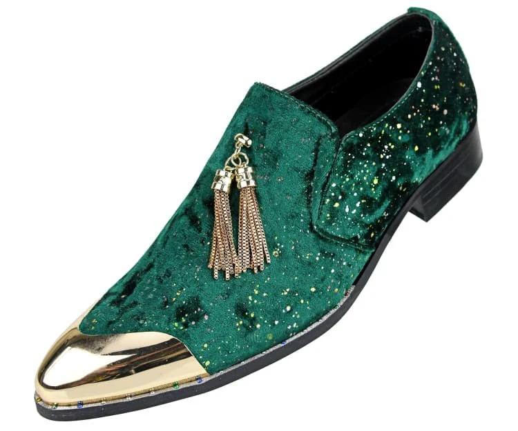 Amali Chaz Men's Green Luxury Velvet Smoking Slippers - Image 3