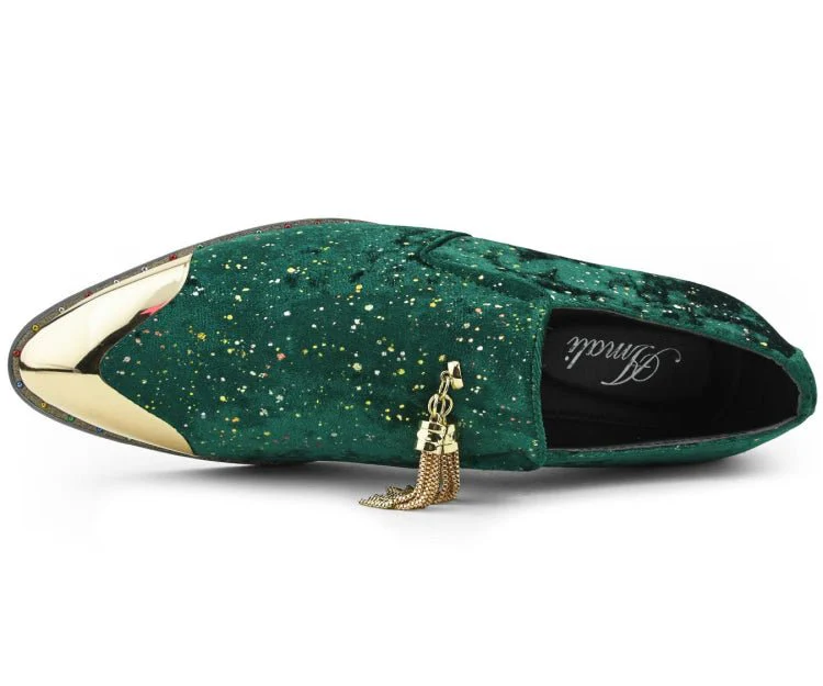 Amali Chaz Men's Green Luxury Velvet Smoking Slippers - Image 5