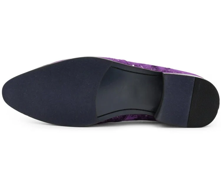 Amali Chaz Purple Men's Glitter Dress Shoes With Tassels - Image 6