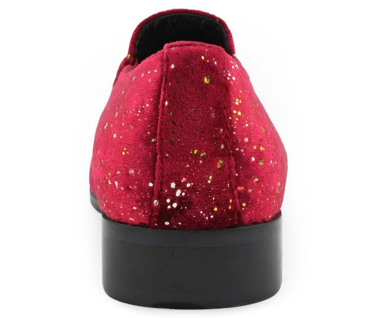 Amali Chaz Red Men’s Gold Glitter Dress Shoes - Image 5