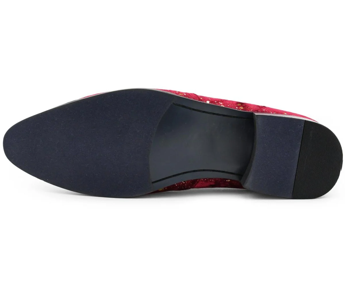 Amali Chaz Red Men’s Gold Glitter Dress Shoes - Image 6