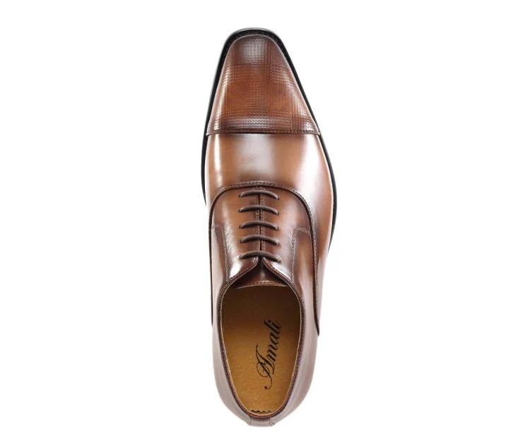 Amali Conrad Men’s Brown Leather Oxford Dress Shoes - Image 3