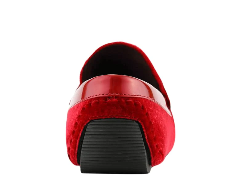 Amali Crimson Velvet Elegance Men’s Flower Embossed Velvet Moccasins - Image 5