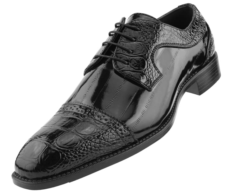 Amali Dallas Black Oxford Dress Shoes Eel Skin - Image 2