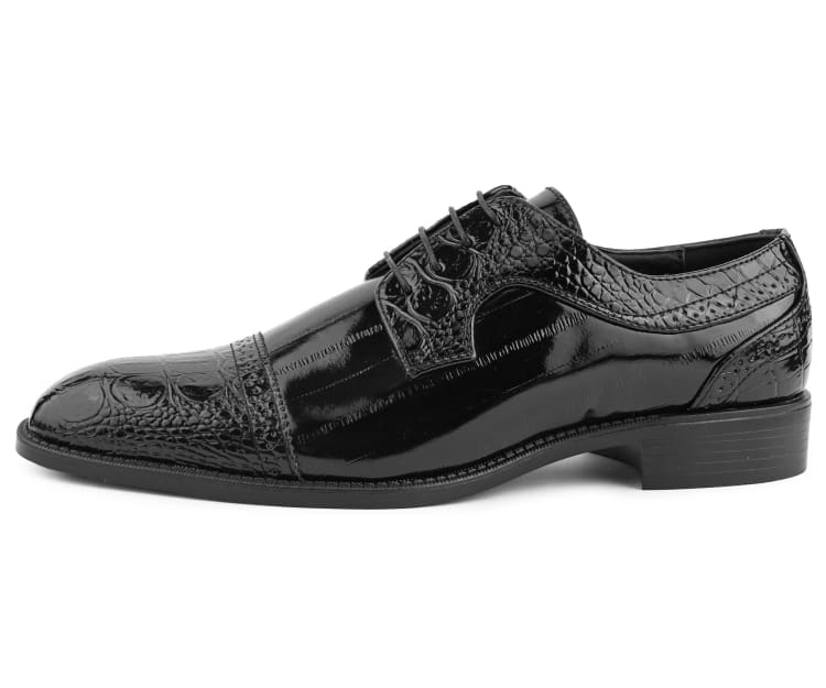 Amali Dallas Black Oxford Dress Shoes Eel Skin - Image 3