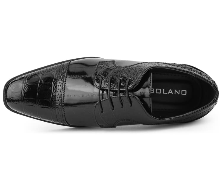 Amali Dallas Black Oxford Dress Shoes Eel Skin - Image 4