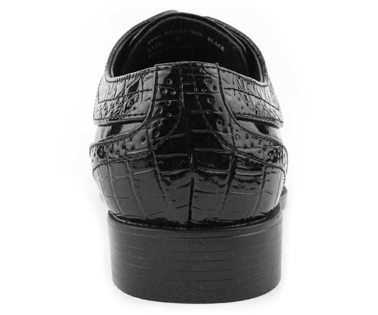 Amali Dallas Black Oxford Dress Shoes Eel Skin - Image 5