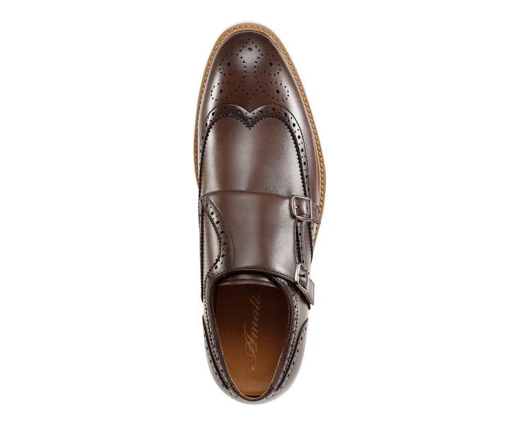 Amali Dario Casual Elegance Monk Strap Shoes Men’s Brown Leather - Image 4