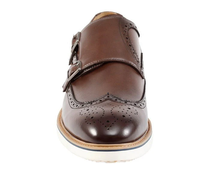 Amali Dario Casual Elegance Monk Strap Shoes Men’s Brown Leather - Image 5