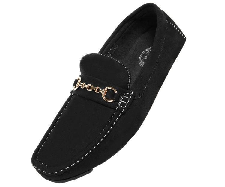 Amali Ecker Black Men’s Suede Moccasins With Gold Chain - Image 2