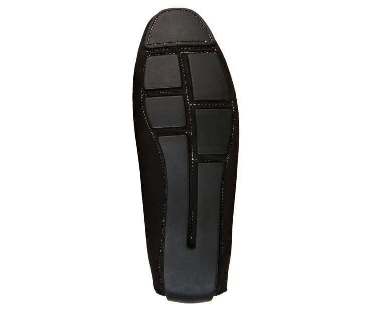 Amali Ecker Black Men’s Suede Moccasins With Gold Chain - Image 5