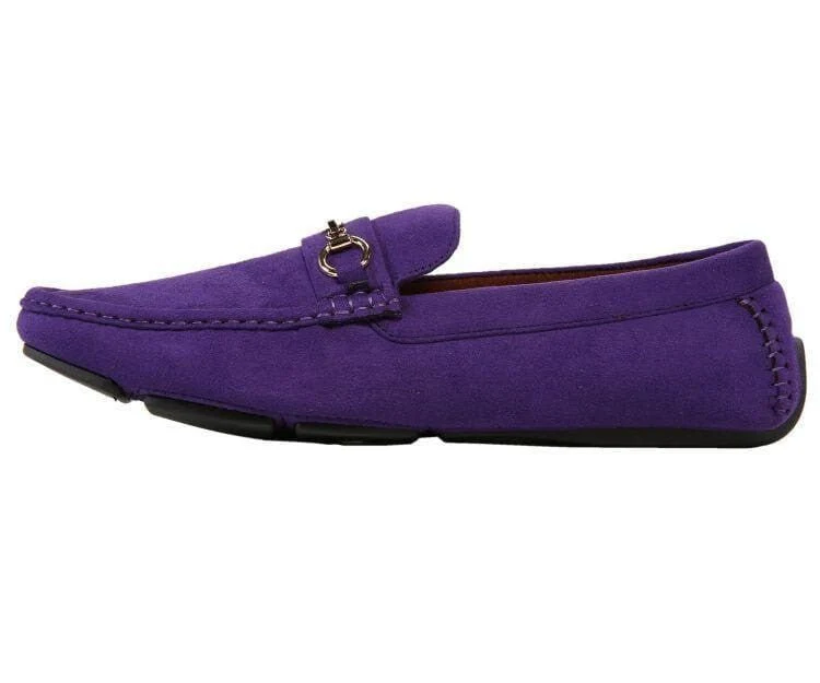 Amali Ecker Purple Men’s Suede Driving Moccasins - Image 3