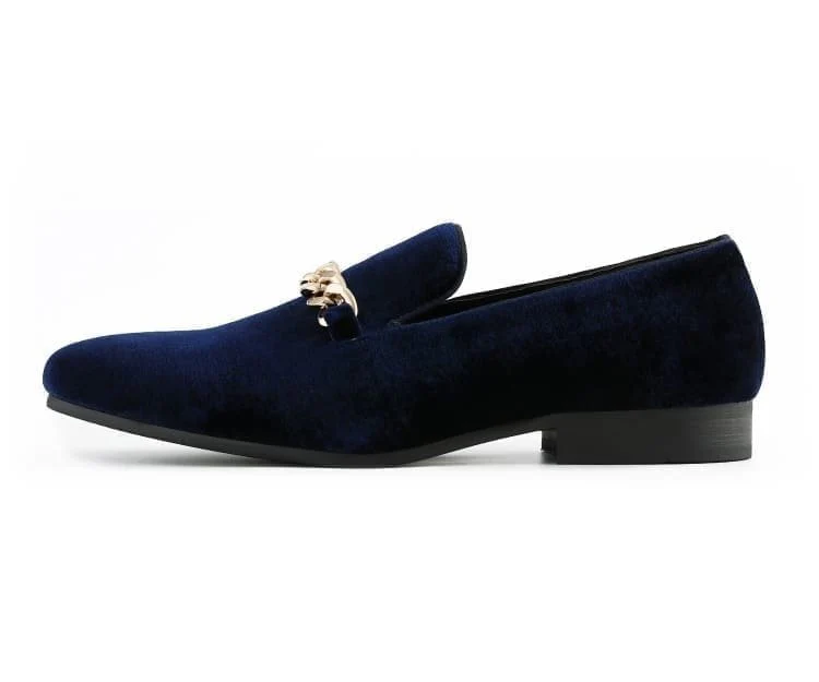 Amali Elegant Velvet Smoking Slippers Men’s With Gold Chain Ornament - Image 2