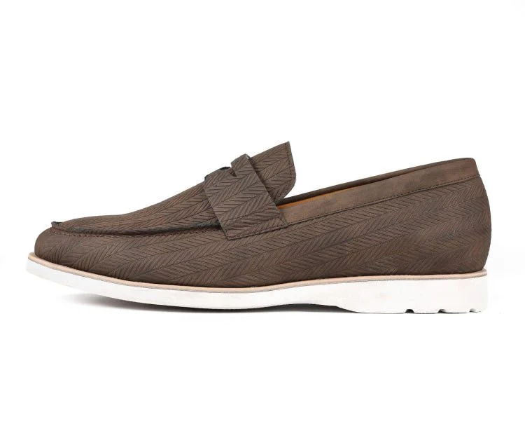 Amali Elias Herringbone Loafers For Men Brown Fabric - Image 2