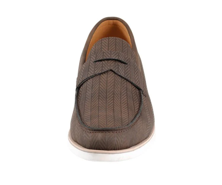 Amali Elias Herringbone Loafers For Men Brown Fabric - Image 4