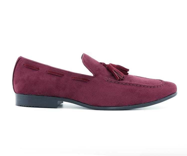 Amali Emperor Burgundy Men’s Velvet Tassel Loafers - Image 2