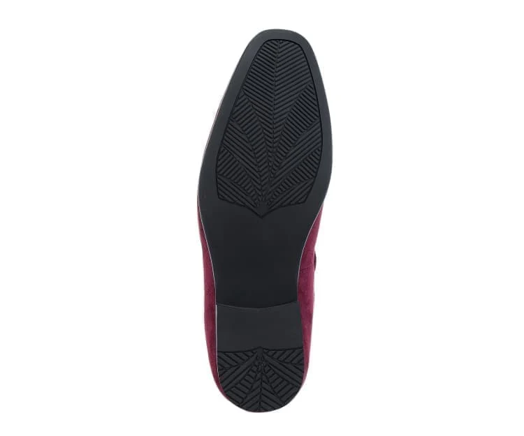 Amali Emperor Burgundy Men’s Velvet Tassel Loafers - Image 6