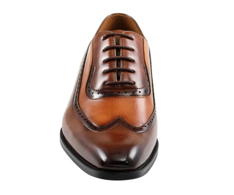 Amali Everett Distinguished Tan Wingtip Oxfords Men’s Leather - Image 4
