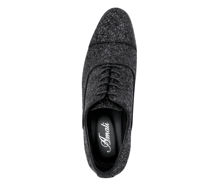 Amali Glamorous Glitter Oxfords Men’s Black Glitter - Image 4