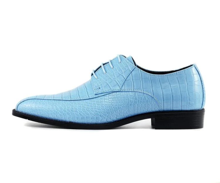 Amali Harvey Men’s Sky Blue Crocodile Leather Oxford Dress Shoes - Image 2