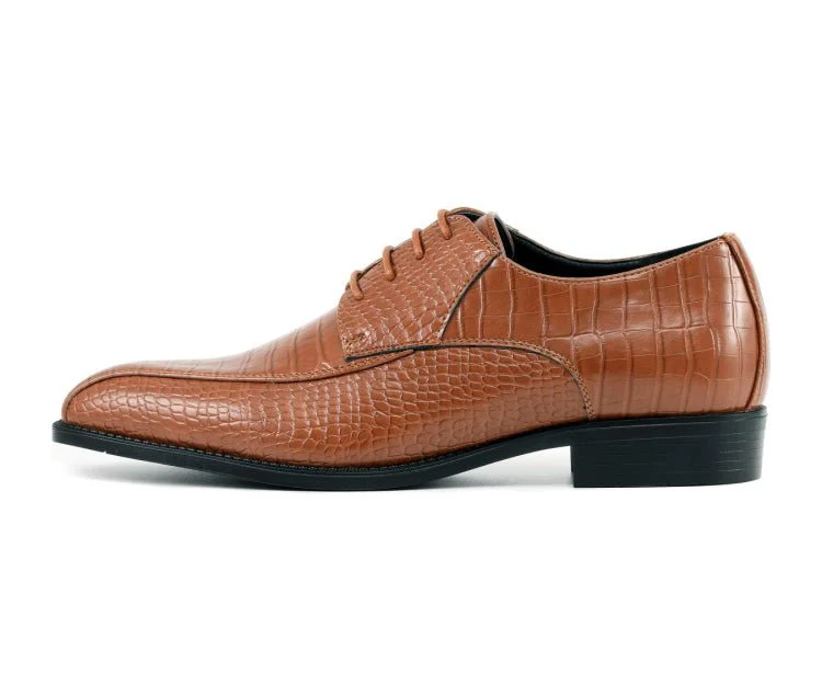 Amali Harvey Men's Cognac Crocodile Leather Oxford Shoes - Image 2