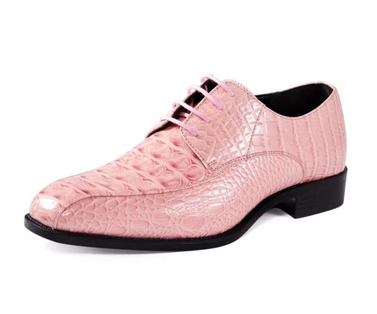Amali Harvey Men's Pink Animal Print Sophisticated Oxford Shoes