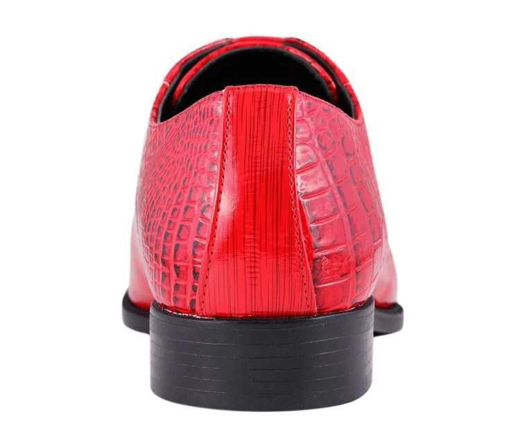 Amali Harvey Men's Red Crocodile and Eel Embossed Leather Oxfords - Image 5