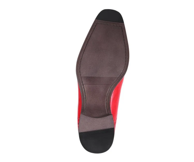 Amali Harvey Men's Red Crocodile and Eel Embossed Leather Oxfords - Image 6