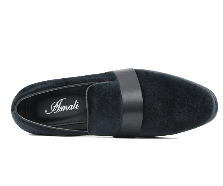 Amali Knight Black Men’s Velvet Loafers - Image 3