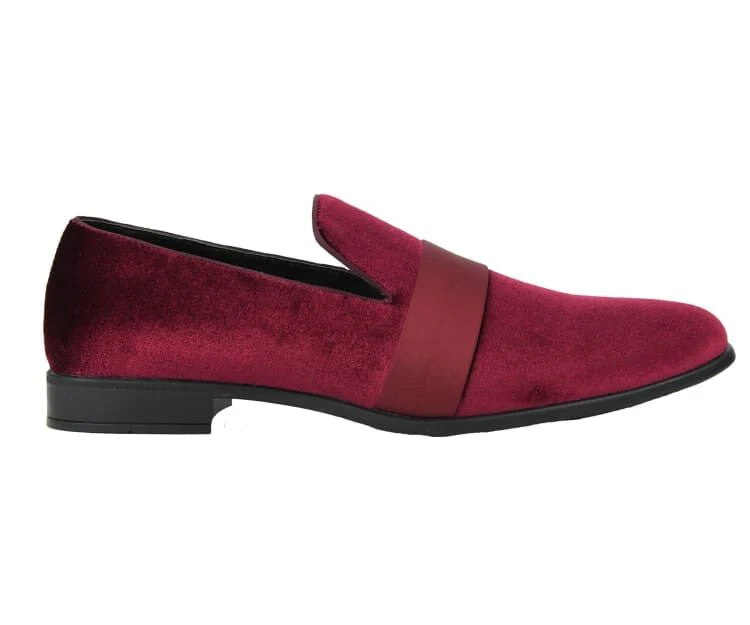 Amali Knight Burgundy Velvet Elegance Loafers Men’s Velvet - Image 2