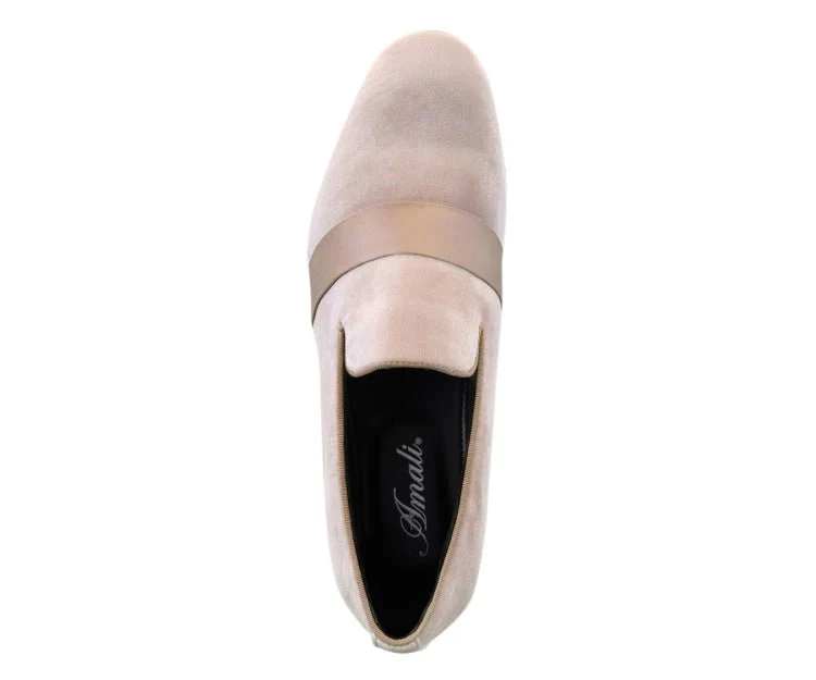 Amali Knight Men's Regal Tan Velvet Loafers - Image 3
